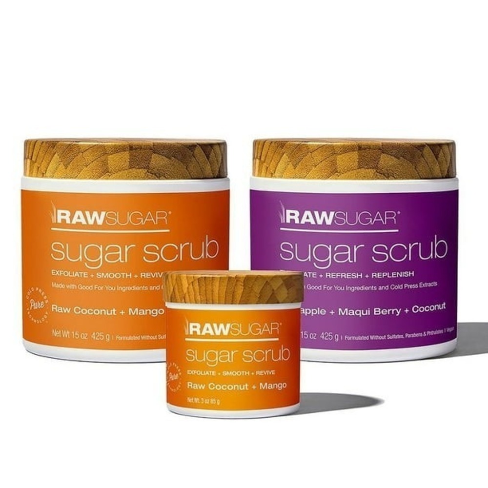 Raw Sugar Sugar Scrub Set 3 Jar Skin Treatment